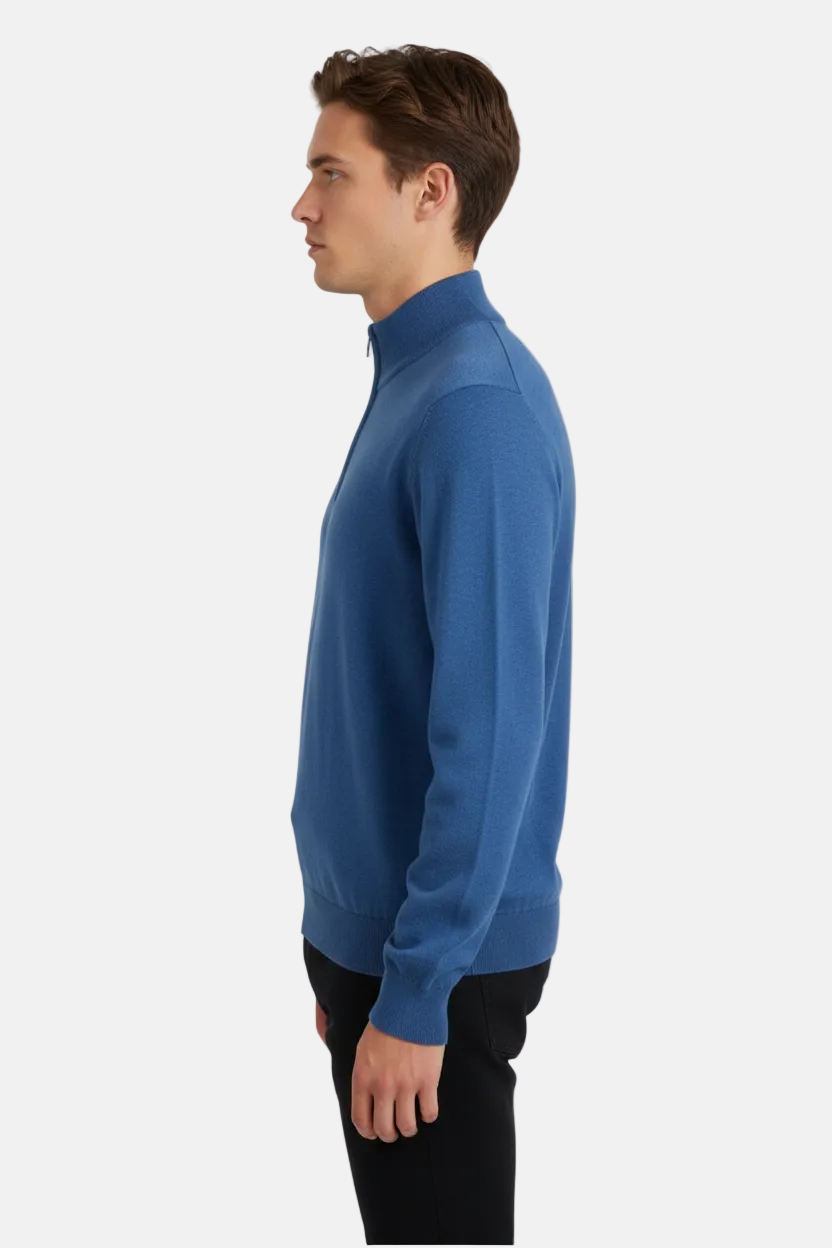 Halron Dark Blue Half-Zip Pullover - Side View
