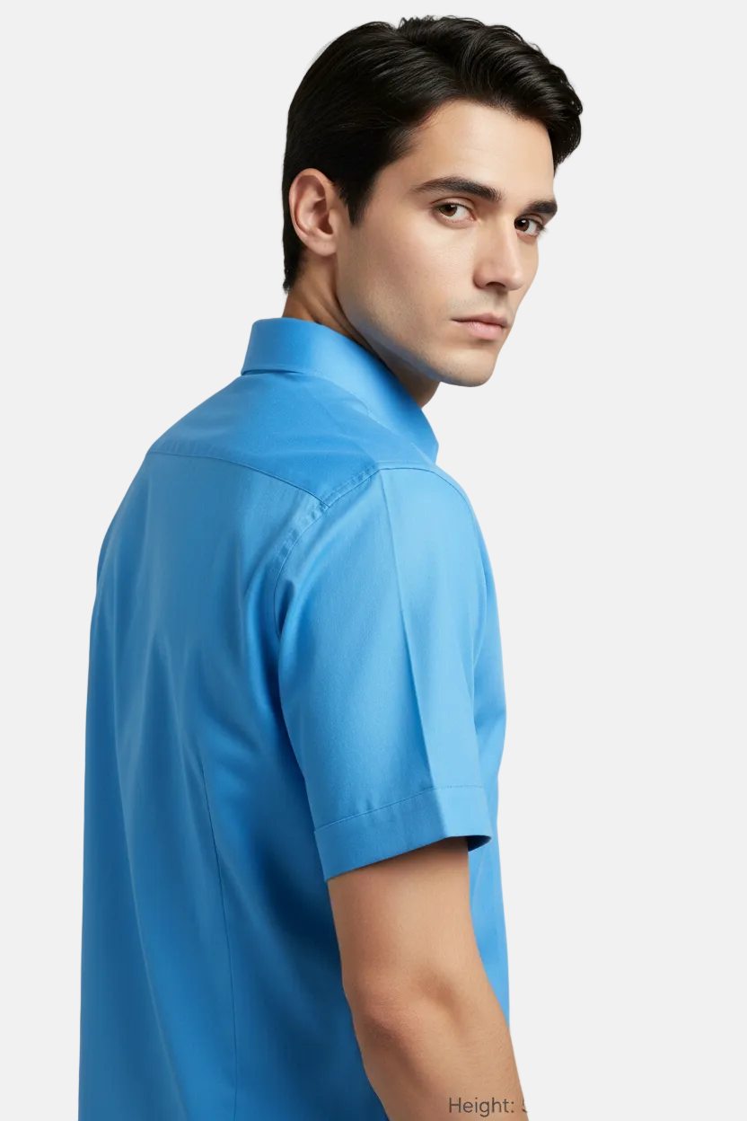 Valmor Sky Blue Short Sleeve Shirt - Back Upper Body
