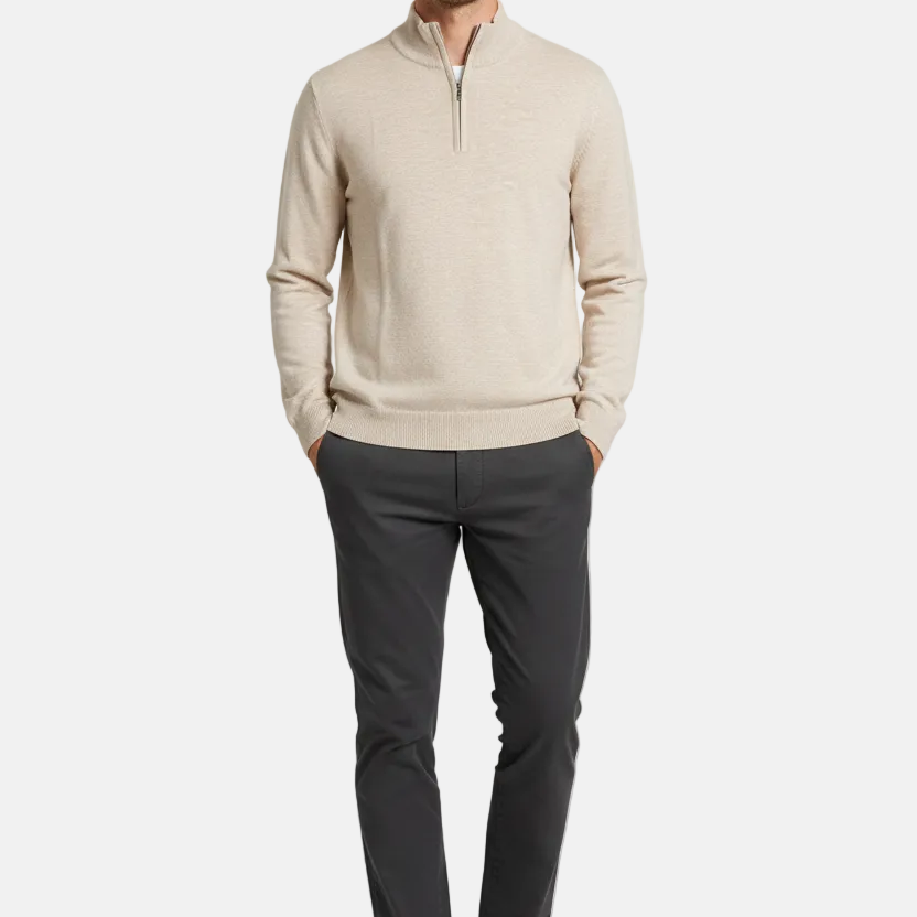 Halron Beige Half-Zip Pullover - Styled