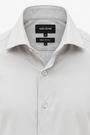 Wam Denim Norvik Light Grey Shirt – spread collar with white inner lining and navy trim close-up