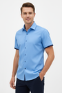 Wam Denim Valmor Sky Blue Short Sleeve Shirt – three-quarter view on model, casual style