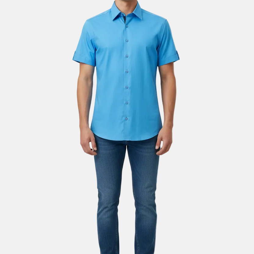 Valmor Sky Blue Short Sleeve Shirt - Front