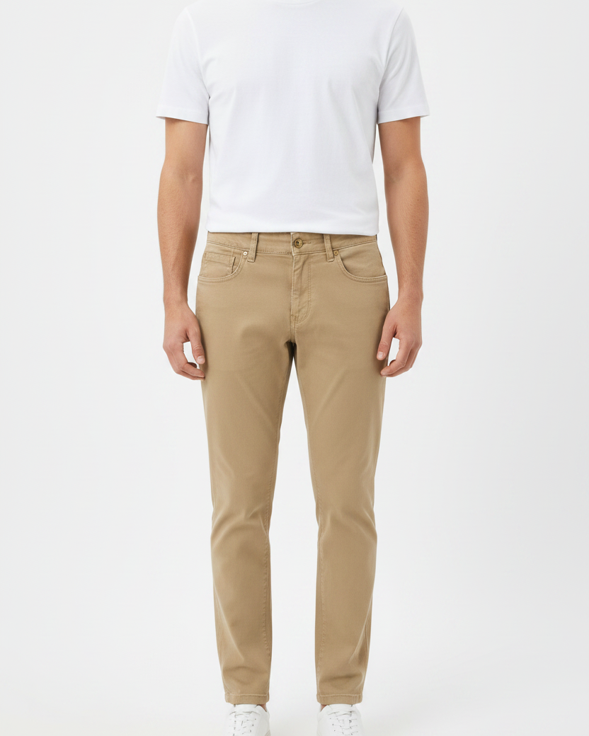 WAM DENIM Chino 72446 Thalin Dark Beige - Front View
