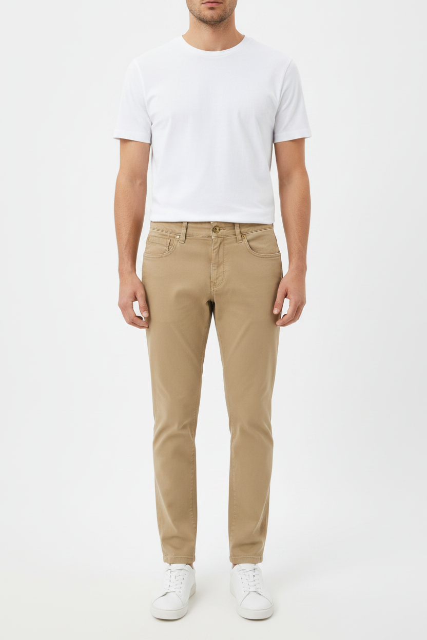 WAM DENIM Chino 72446 Thalin Dark Beige - Front View