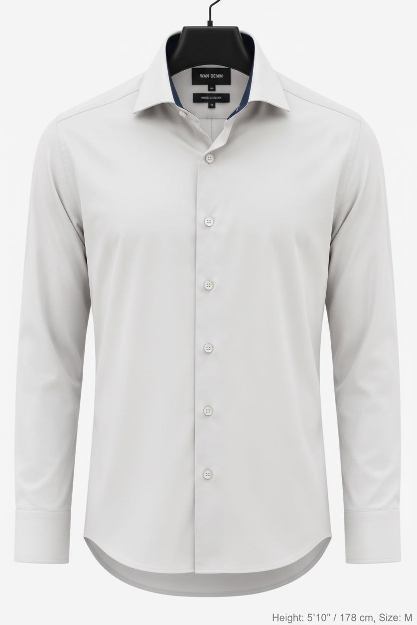 Wam Denim Norvik Light Grey Long Sleeve Shirt – front hanger view with size label