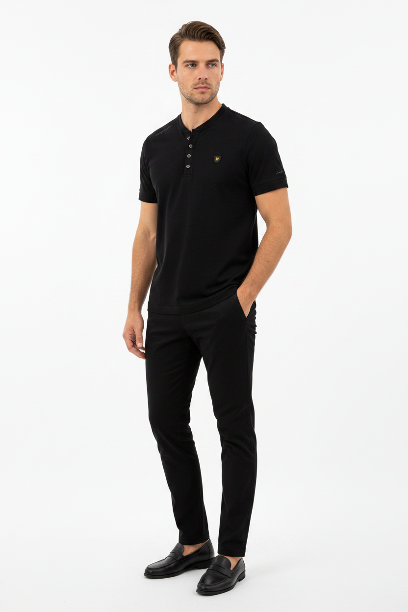 WAM DENIM T-Shirt 79664 Velvet Black - Three-Quarter View