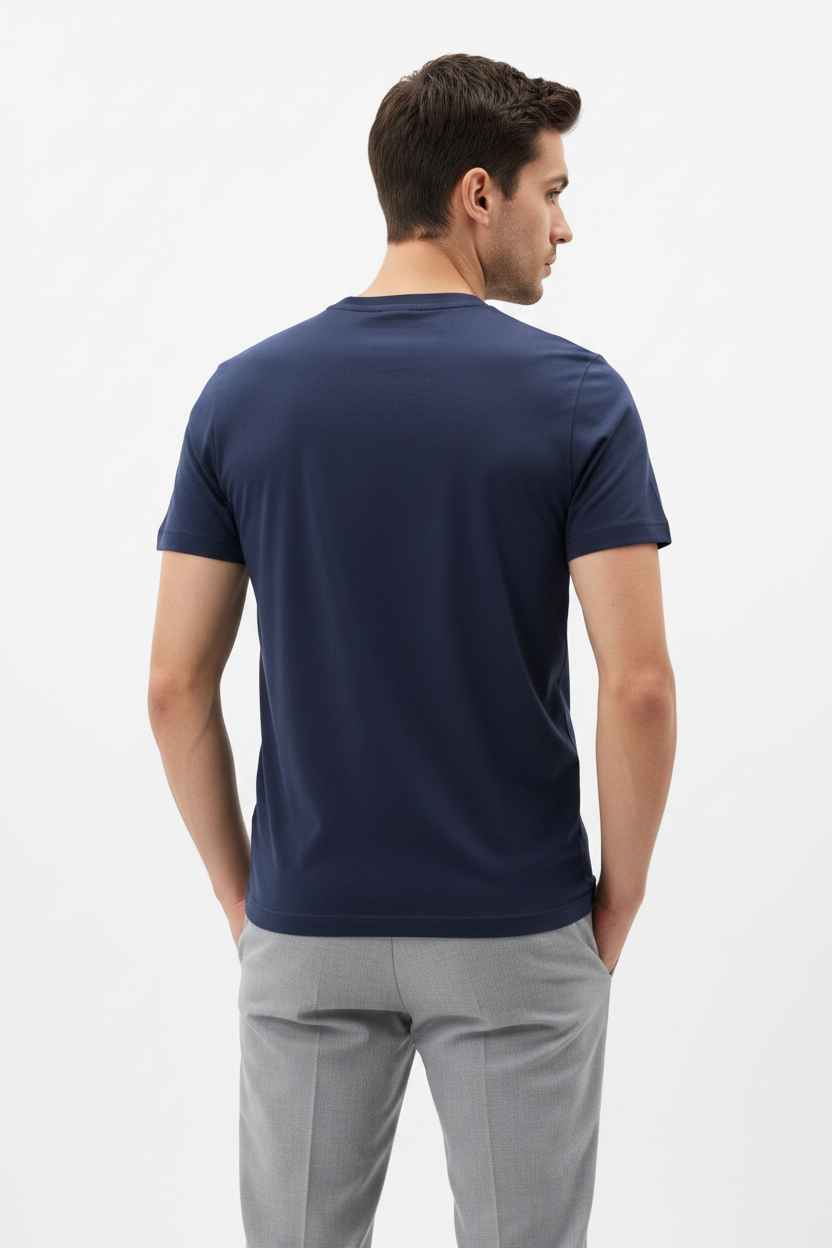 Wam Denim Cromer Navy T-shirt – model back view