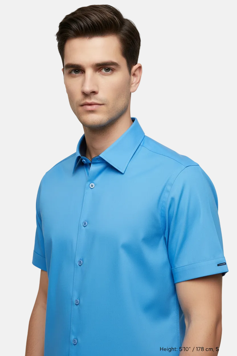 Valmor Sky Blue Short Sleeve Shirt - Front Upper Body