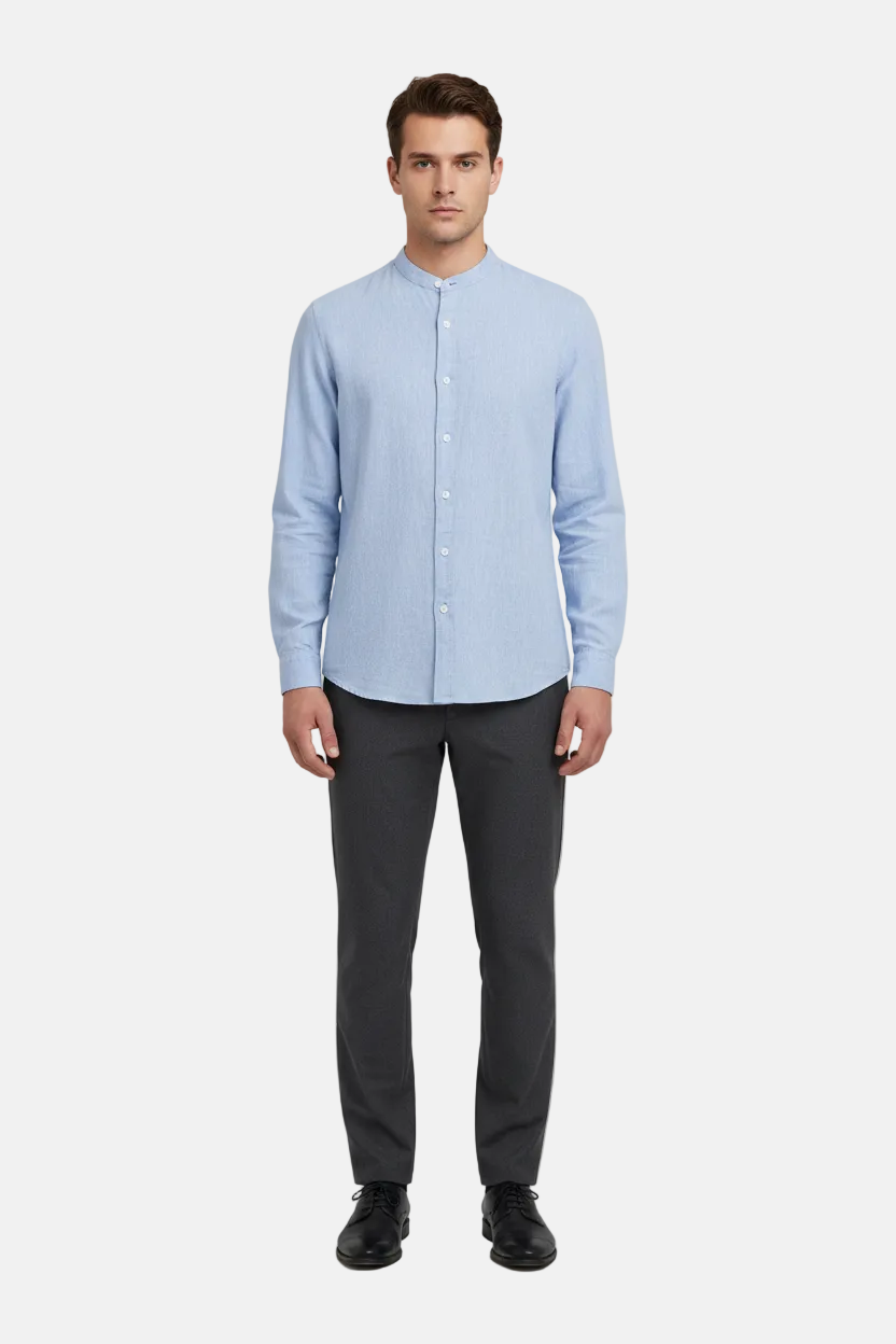 Merax Blue Long Sleeve Shirt - Tucked In