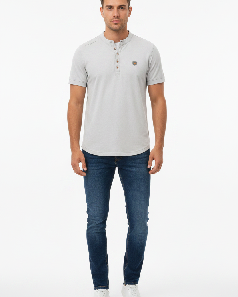 WAM DENIM T-Shirt 79664 Velvet Light Grey - Front View