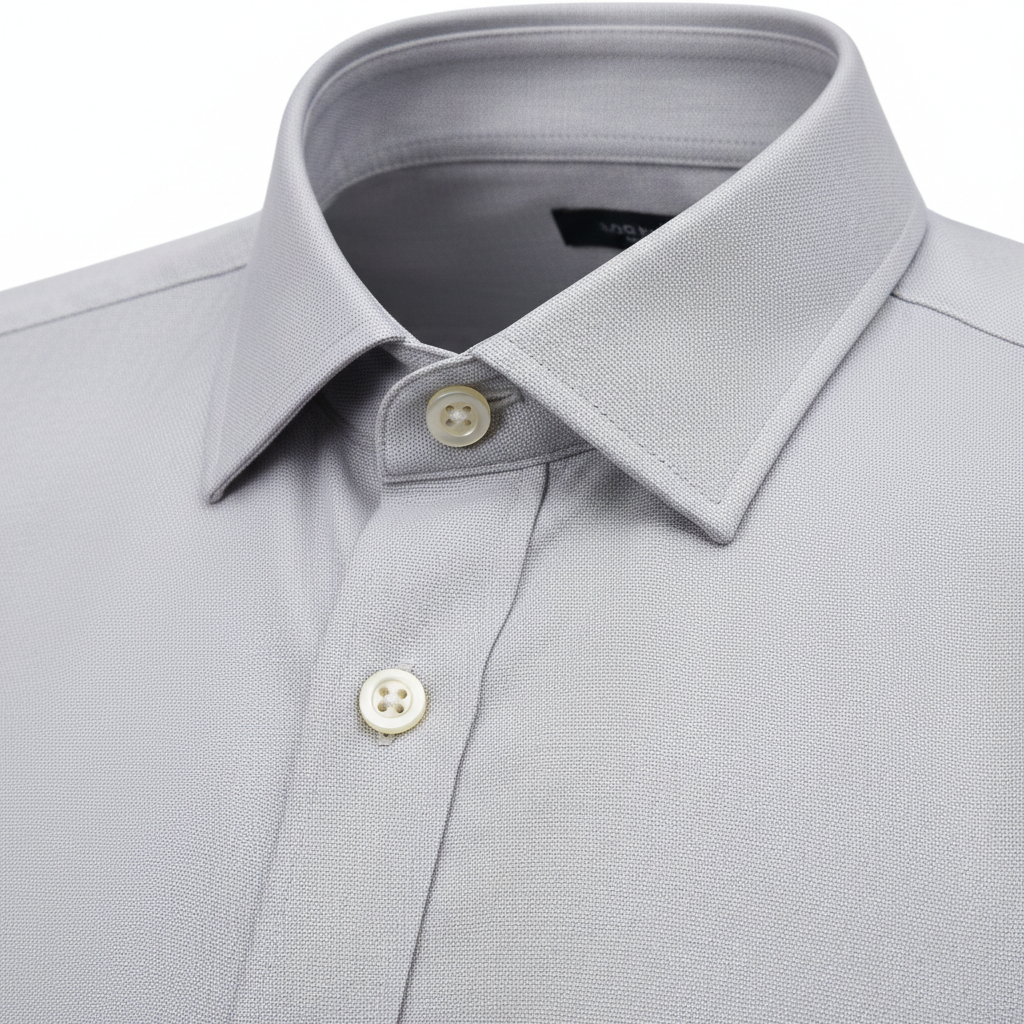 WAM DENIM Norvik Light Grey Shirt - Collar Detail