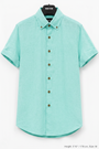 Wam Denim Quarn Turquoise Short Sleeve Shirt – front hanger view with size label