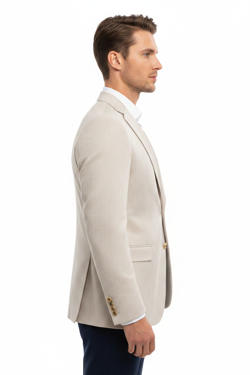 Wam Denim Corlan Light Beige Blazer – side profile view on model