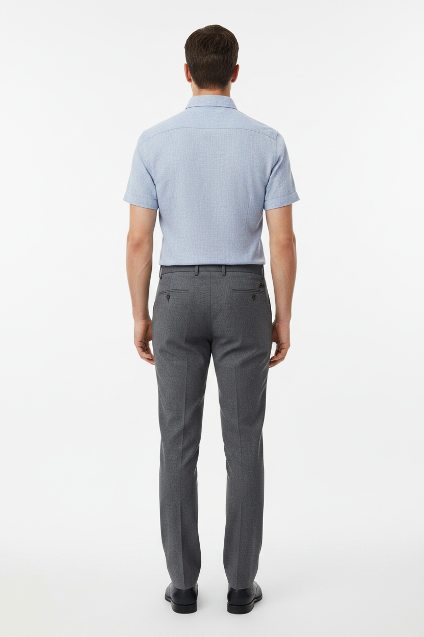 Wam Denim Quarn Blue Short Sleeve Shirt – back view on model