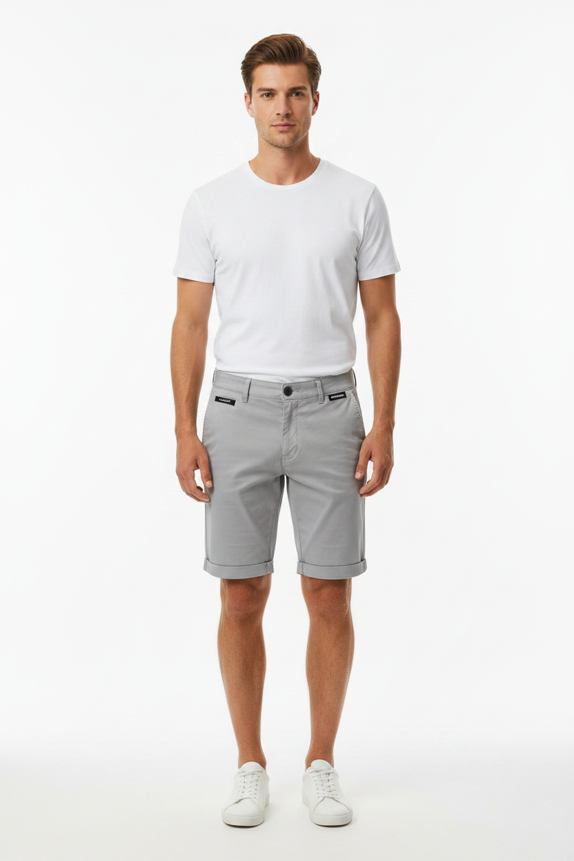 WAM DENIM Korte Broek 72456 Zurex Light Grey - Front View