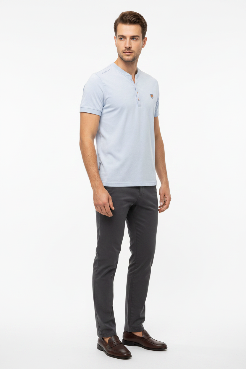 WAM DENIM T-Shirt 79664 Velvet Light Blue - Three-Quarter View