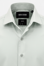 Wam Denim Kalden Mint Shirt – spread collar with white inner lining and navy trim close-up
