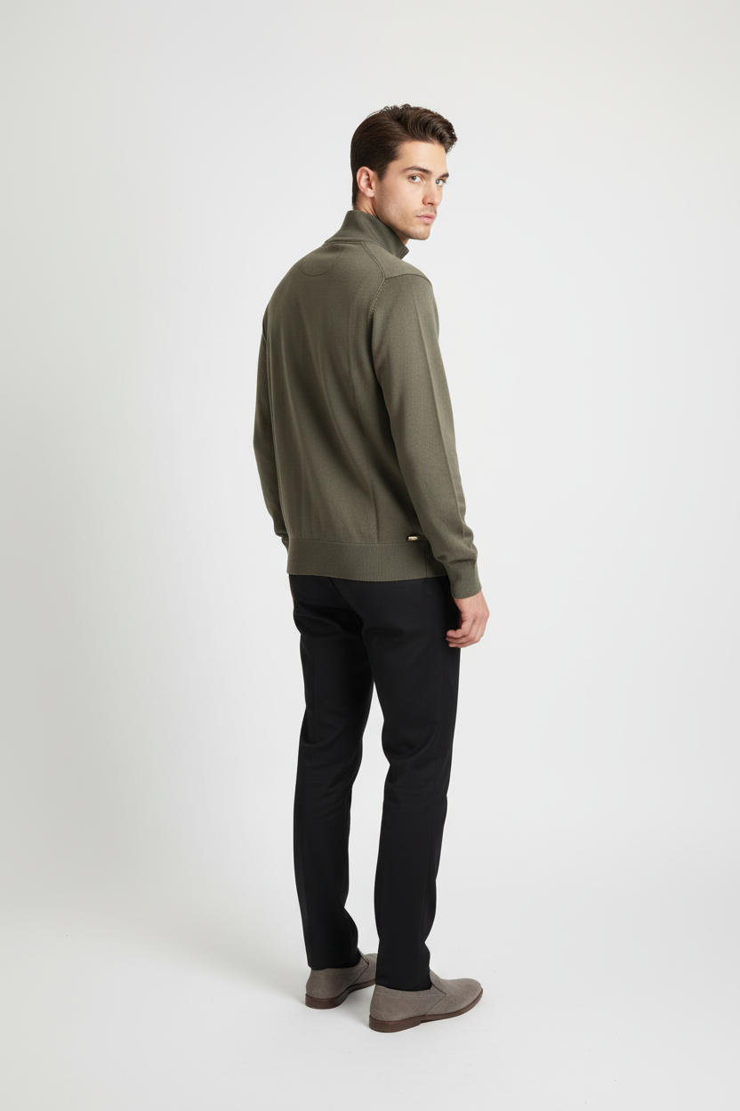Back view of a male model wearing the Wam Denim Shrap khaki pullover