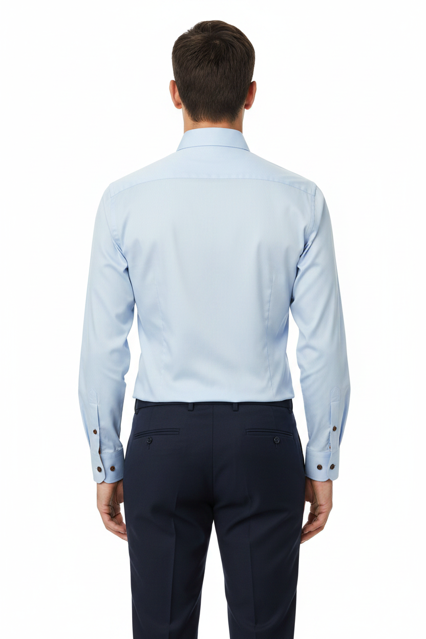 Wam Denim Ordin Light Blue Long Sleeve Shirt – back view on model