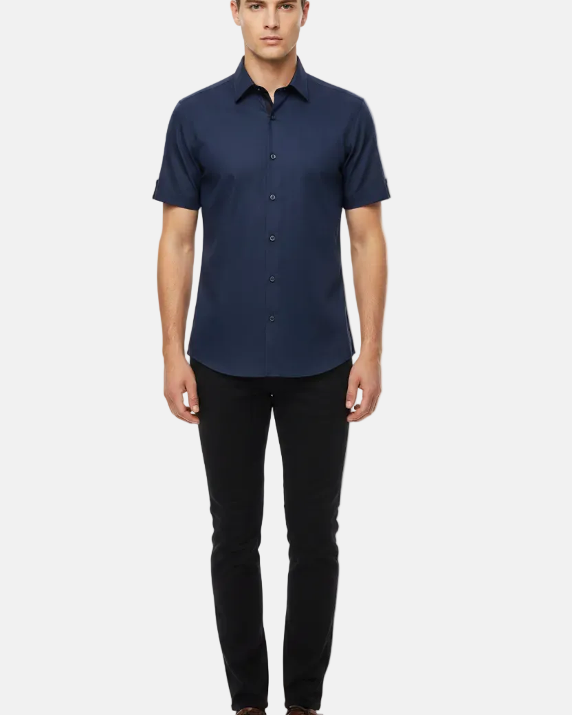 Lorven Navy Short Sleeve Shirt - Front