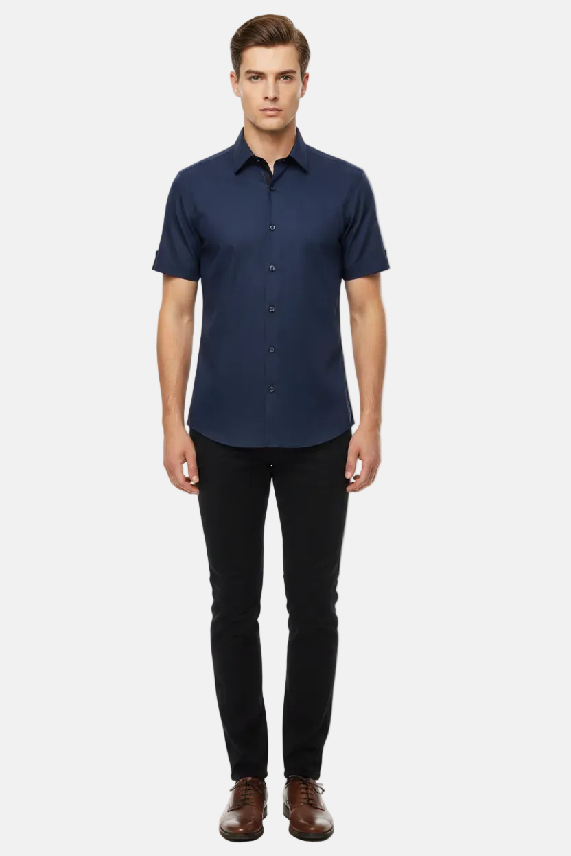 Lorven Navy Short Sleeve Shirt - Front