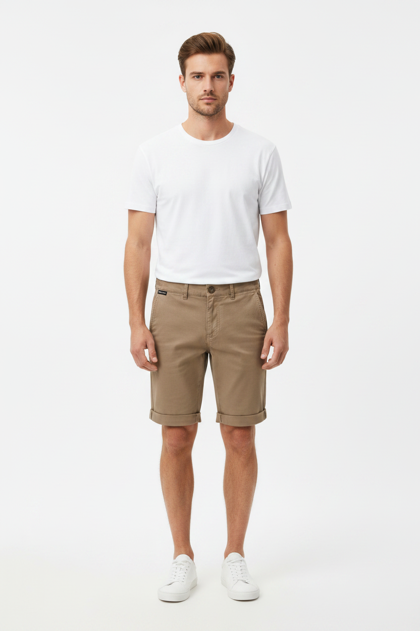 WAM DENIM Korte Broek 72456 Zurex Dark Beige - Front View