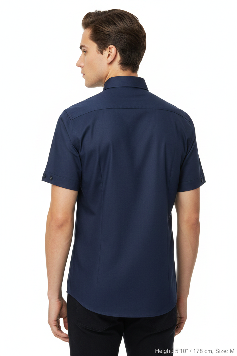 Lorven Navy Short Sleeve Shirt - Back Upper Body