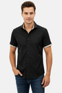 Wam Denim Grexon Black Short Sleeve Shirt – three-quarter view on model, casual style