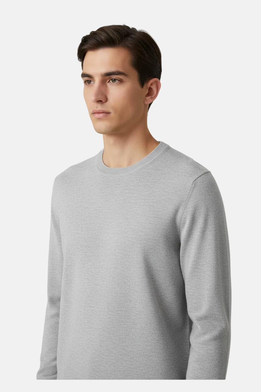 Thorn Light Grey Pullover - Front Upper Body