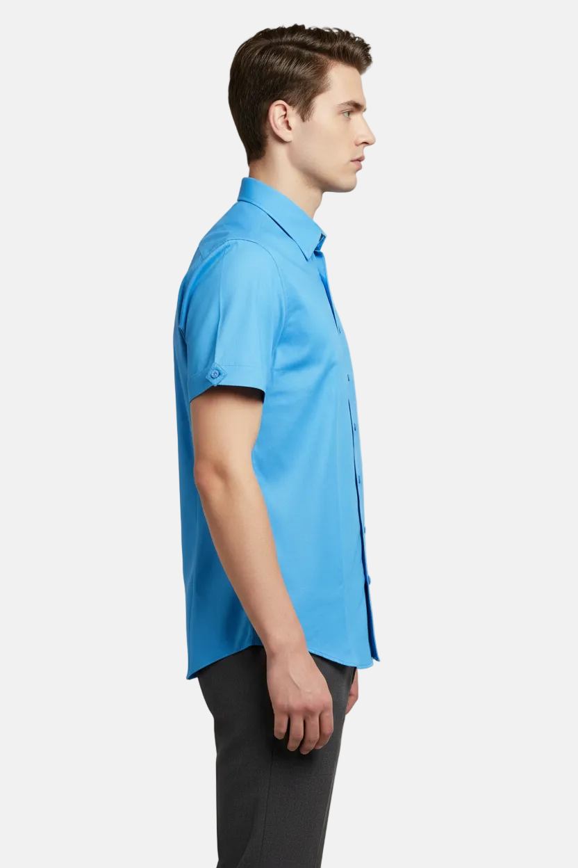 Valmor Sky Blue Short Sleeve Shirt - Side View
