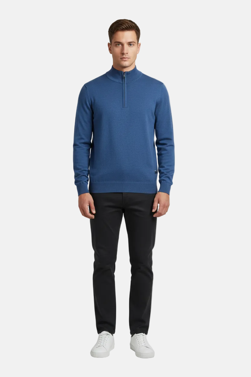 Halron Dark Blue Half-Zip Pullover - Styled