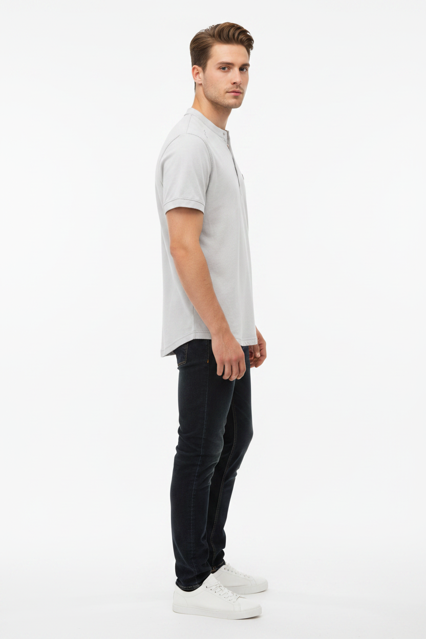 WAM DENIM T-Shirt 79664 Velvet Light Grey - Side View