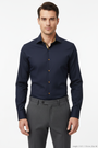 Wam Denim Ordin Navy Long Sleeve Shirt – model front view, tucked in