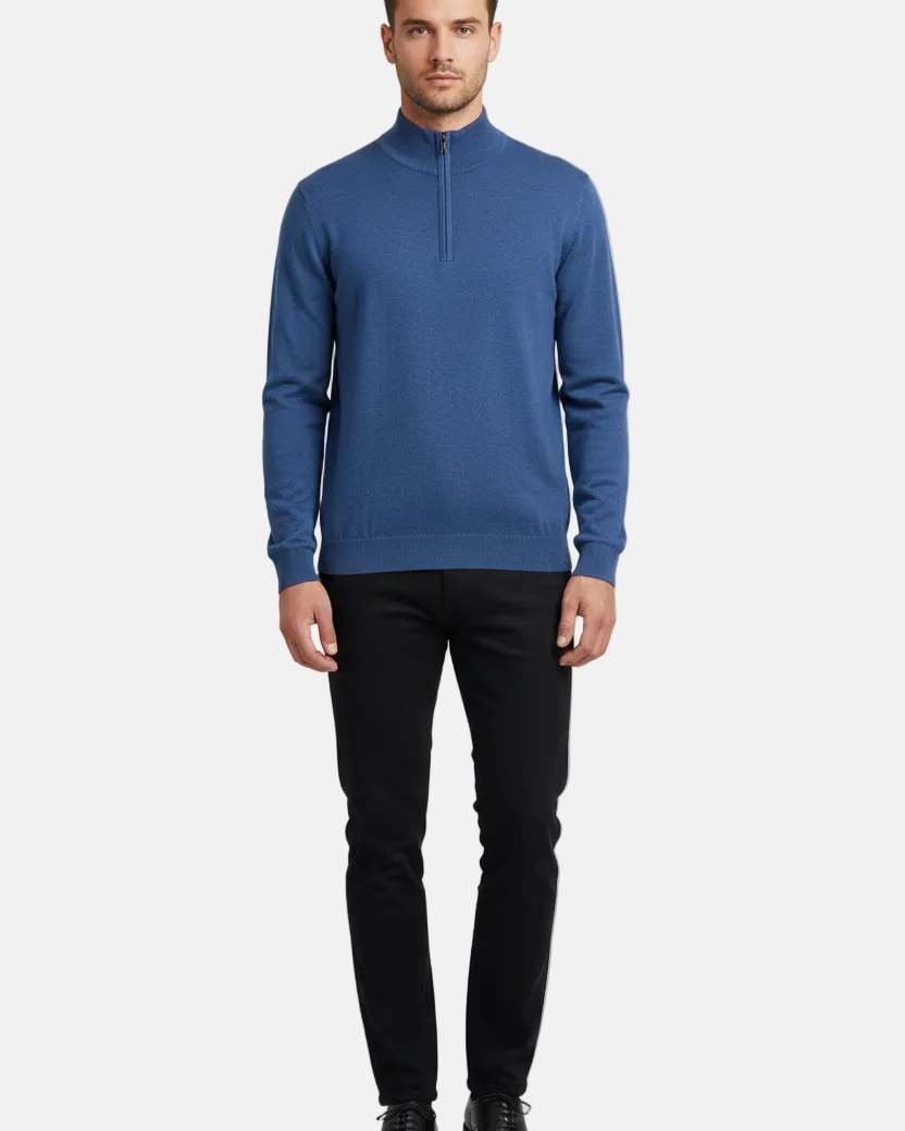 Halron Dark Blue Half-Zip Pullover - Front