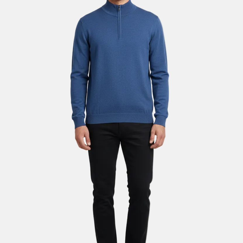 Halron Dark Blue Half-Zip Pullover - Front