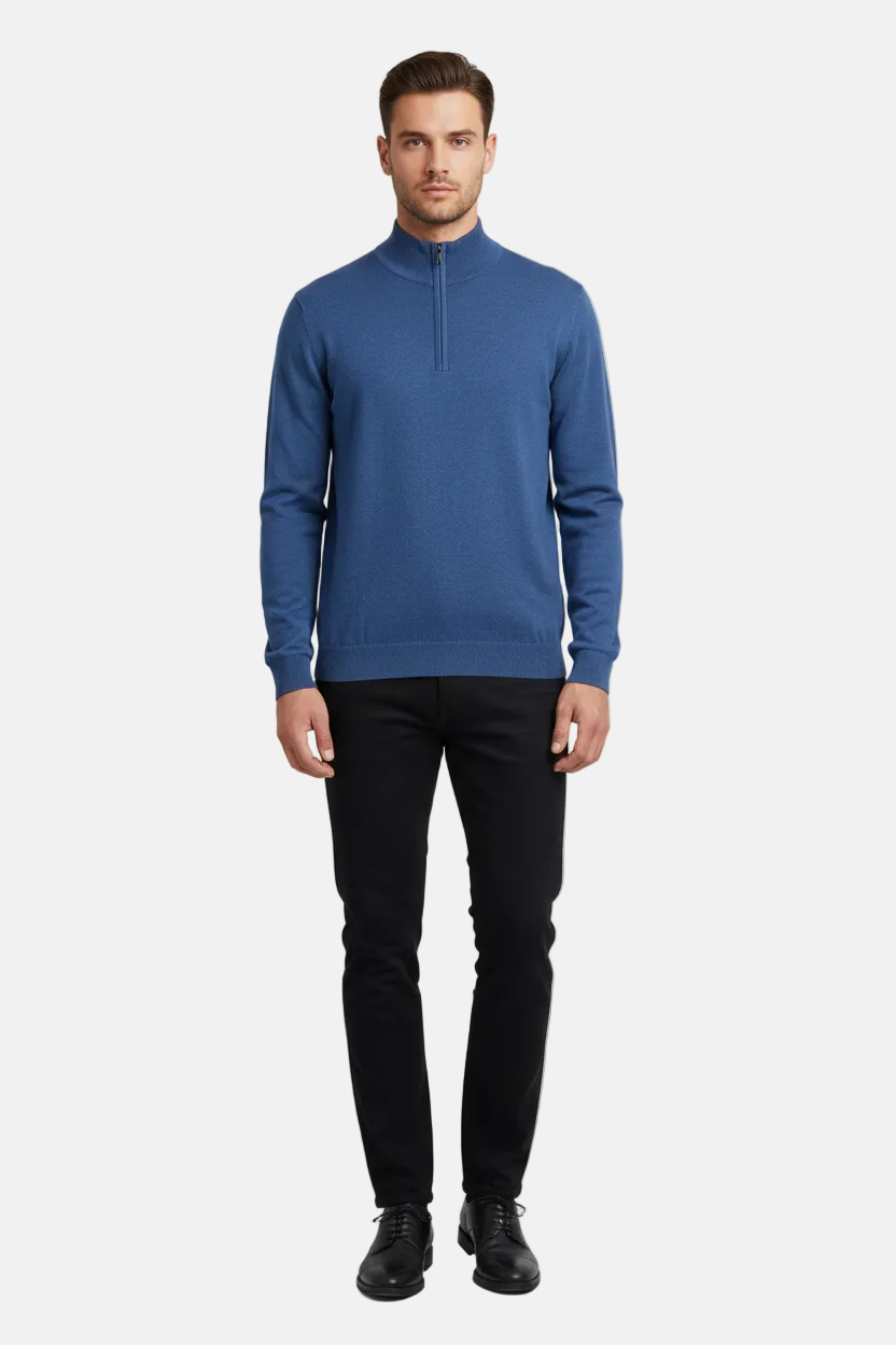 Halron Dark Blue Half-Zip Pullover - Front