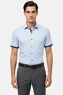 Wam Denim Seldor Blue Short Sleeve Shirt – model front view, tucked in