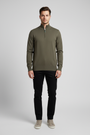 Male model wearing the Wam Denim Shrap khaki pullover, front view