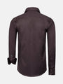 Back view of brown tailored fit men’s shirt with long sleeves
