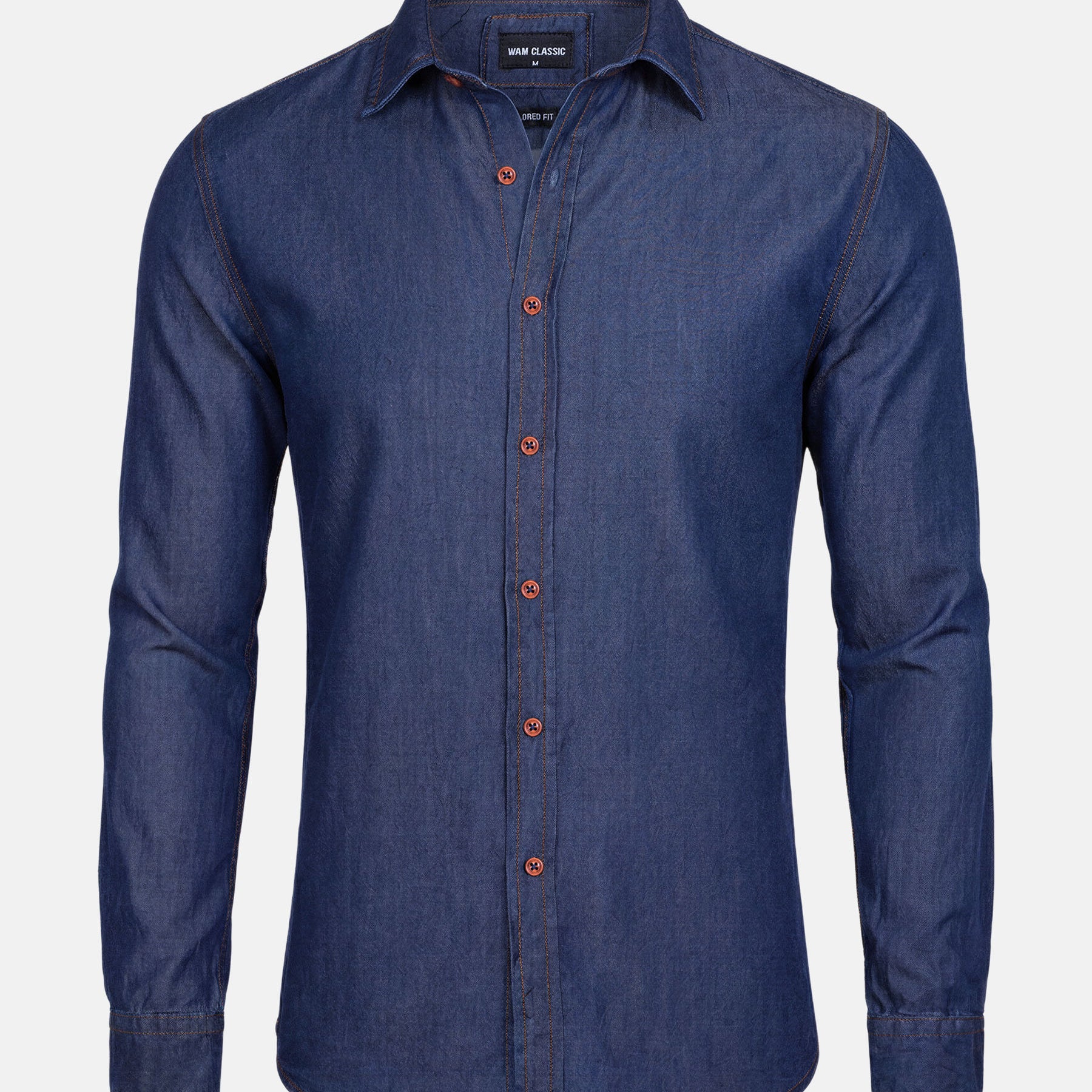 Navy tailored fit men’s shirt with classic collar and long sleeves