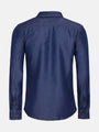 Back view of navy tailored fit men’s shirt with long sleeves