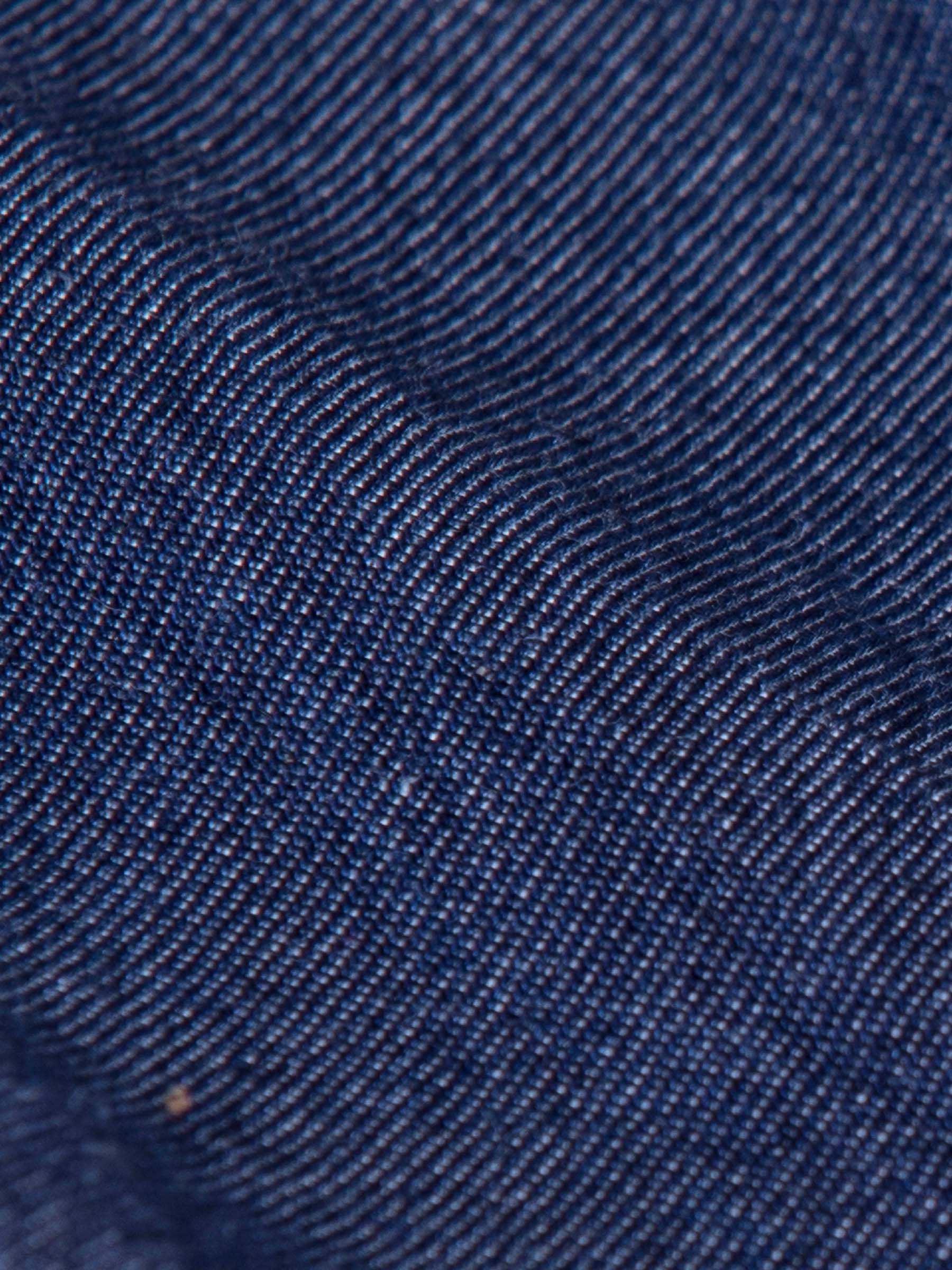 Close-up of navy shirt fabric texture with fine weave detail
