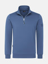 Indigo men’s quarter-zip sweater with high collar, Prime Indigo sweater.