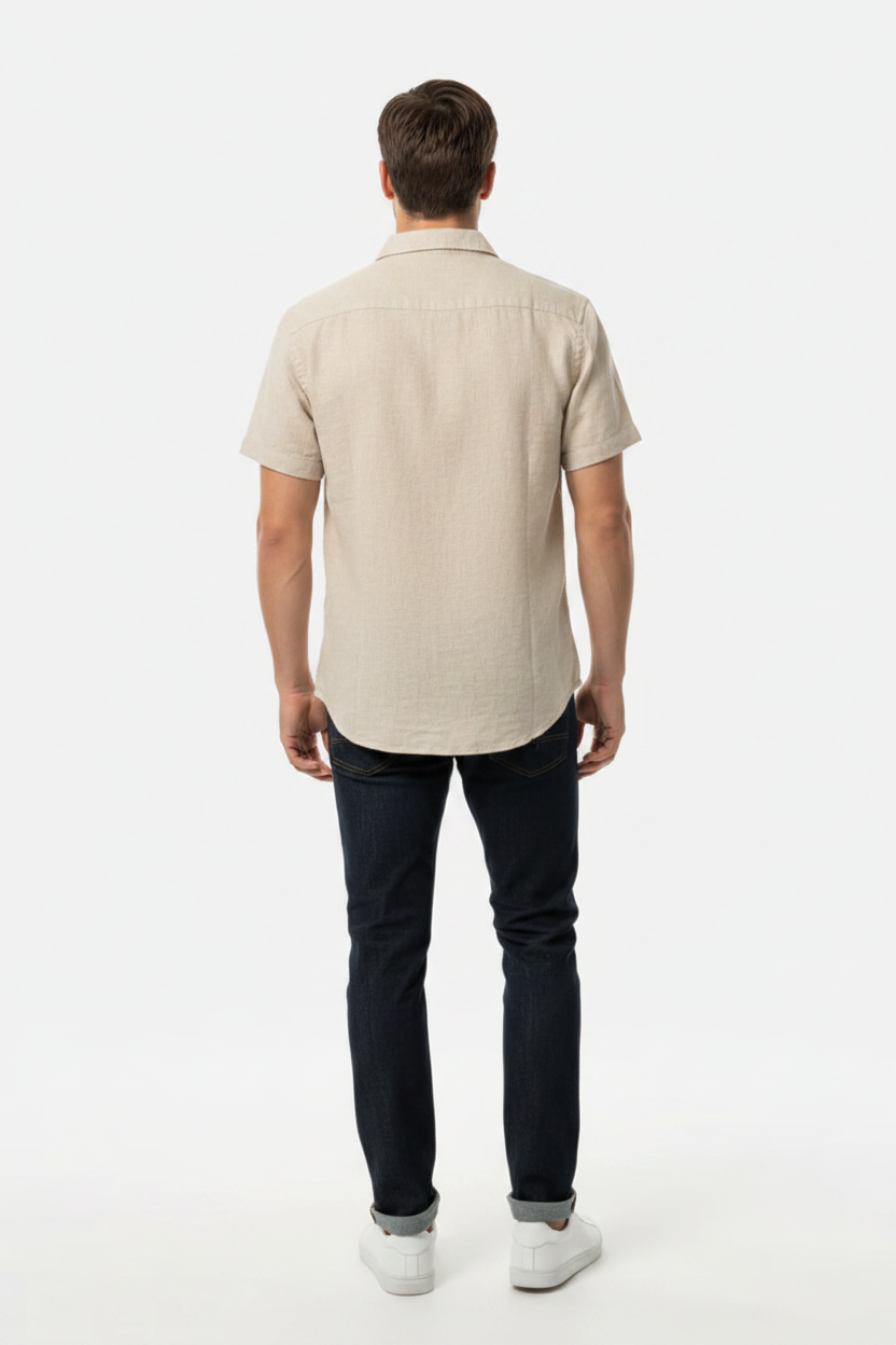 Quarn Beige Shirt – Back on Model