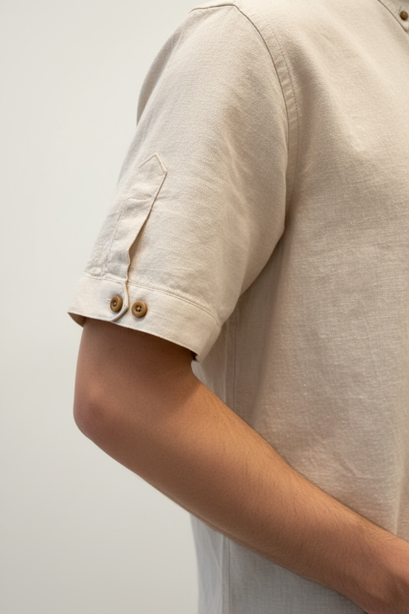 Quarn Beige Shirt – Detail Shot