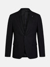 Men’s black suit blazer with classic notch lapel, tailored fit, and single-breasted design.