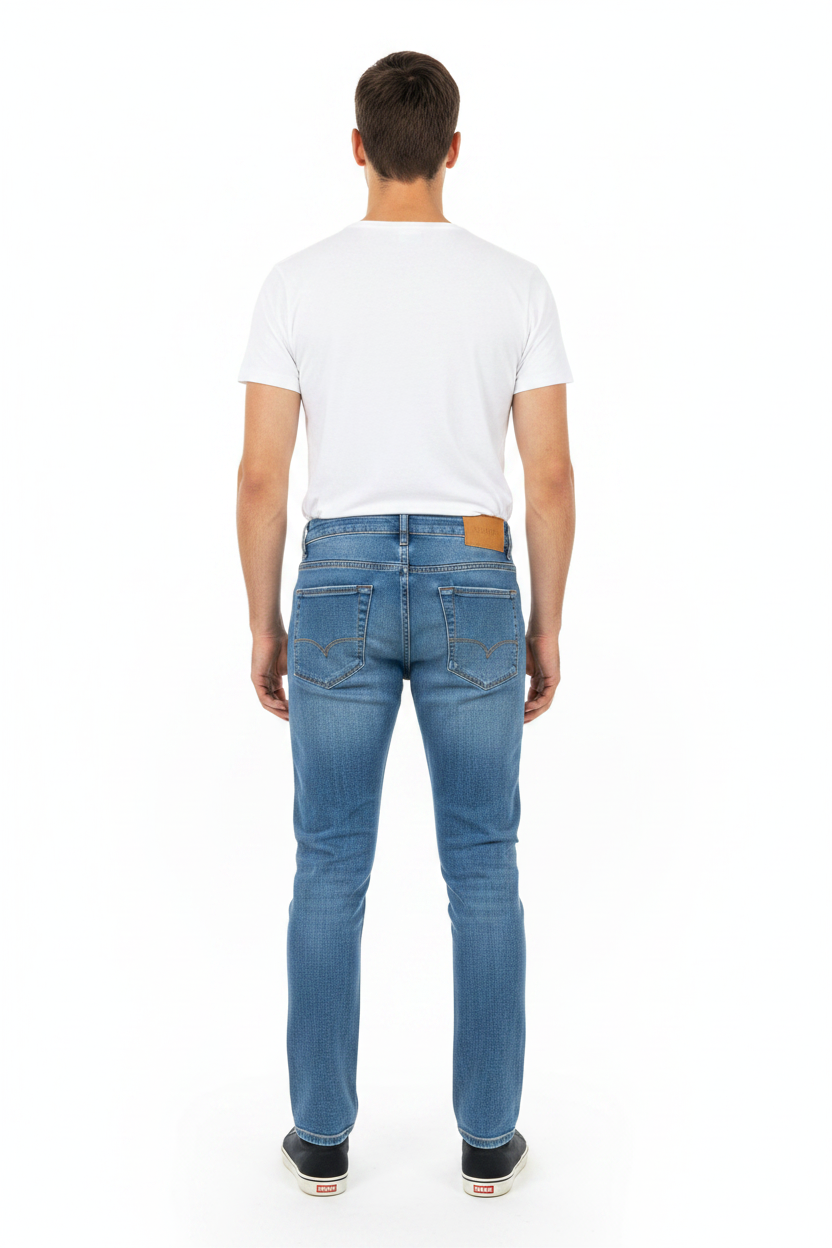 Rylor Blue Jeans – Model Back Full Length