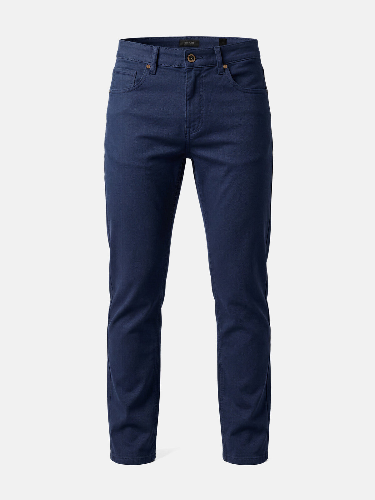 Men's navy slim-fit jeans with classic five-pocket design