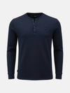 Navy long-sleeve men’s sweater with buttoned neckline, Zest Navy sweater.

