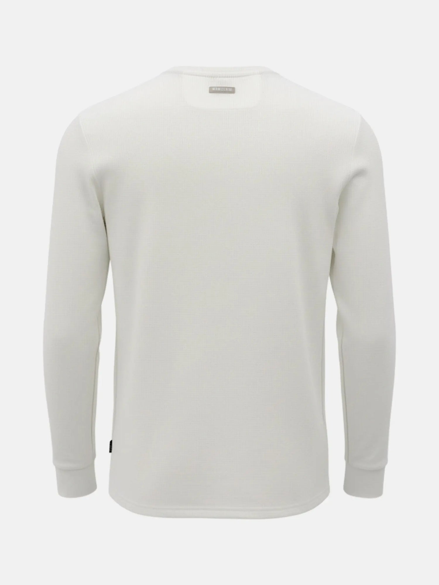 Back view of off-white men’s long-sleeve sweater in Zest style.